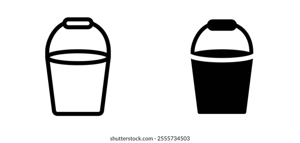Bucket icon symbol collection on white background.