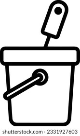 Eisensymbol, Vektorbild. Illustration der Eimerreinigungsausrüstung, die das Design der Umrisslinie abbildet. EPS10