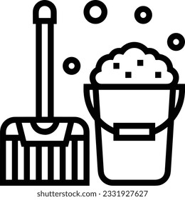 Imagen vectorial del símbolo de icono del cubo. Ilustración de la imagen de diseño del contorno de lavado del equipo de limpieza de cubos. EPS 10