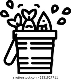 Bucket icon symbol vector image. Illustration of the bucket cleaning equipment washing outline design image. EPS 10