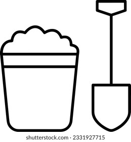 Imagen vectorial del símbolo de icono del cubo. Ilustración de la imagen de diseño del contorno de lavado del equipo de limpieza de cubos. EPS 10