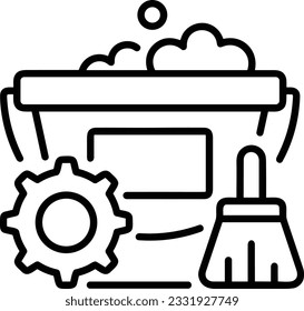 Bucket icon symbol vector image. Illustration of the bucket cleaning equipment washing outline design image. EPS 10