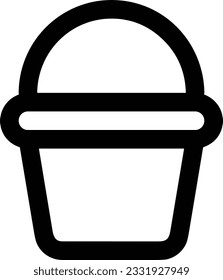 Imagen vectorial del símbolo de icono del cubo. Ilustración de la imagen de diseño del contorno de lavado del equipo de limpieza de cubos. EPS 10
