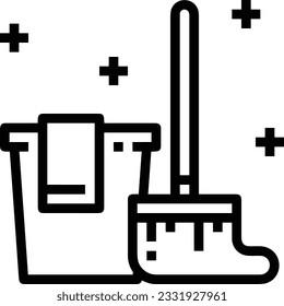 Bucket icon symbol vector image. Illustration of the bucket cleaning equipment washing outline design image. EPS 10