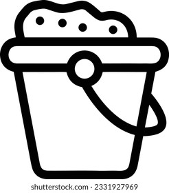 Eisensymbol, Vektorbild. Illustration der Eimerreinigungsausrüstung, die das Design der Umrisslinie abbildet. EPS10