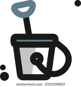 Imagen vectorial del símbolo de icono del cubo. Ilustración de la imagen de diseño del contorno de lavado del equipo de limpieza de cubos. EPS 10