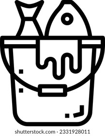 Imagen vectorial del símbolo de icono del cubo. Ilustración de la imagen de diseño del contorno de lavado del equipo de limpieza de cubos. EPS 10