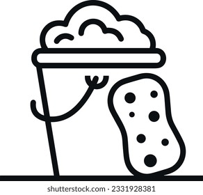 Bucket icon symbol vector image. Illustration of the bucket cleaning equipment washing outline design image. EPS 10