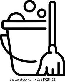 Bucket icon symbol vector image. Illustration of the bucket cleaning equipment washing outline design image. EPS 10
