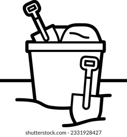 Bucket icon symbol vector image. Illustration of the bucket cleaning equipment washing outline design image. EPS 10