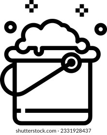 Imagen vectorial del símbolo de icono del cubo. Ilustración de la imagen de diseño del contorno de lavado del equipo de limpieza de cubos. EPS 10