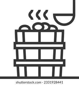 Imagen vectorial del símbolo de icono del cubo. Ilustración de la imagen de diseño del contorno de lavado del equipo de limpieza de cubos. EPS 10