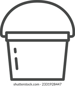 Eisensymbol, Vektorbild. Illustration der Eimerreinigungsausrüstung, die das Design der Umrisslinie abbildet. EPS10