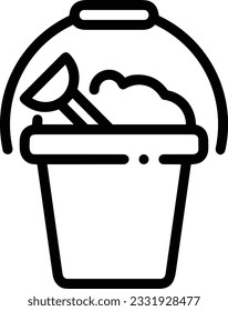 Bucket icon symbol vector image. Illustration of the bucket cleaning equipment washing outline design image. EPS 10