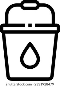 Imagen vectorial del símbolo de icono del cubo. Ilustración de la imagen de diseño del contorno de lavado del equipo de limpieza de cubos. EPS 10