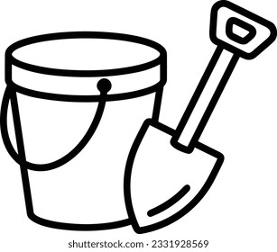 Bucket icon symbol vector image. Illustration of the bucket cleaning equipment washing outline design image. EPS 10