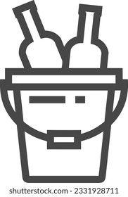 Imagen vectorial del símbolo de icono del cubo. Ilustración de la imagen de diseño del contorno de lavado del equipo de limpieza de cubos. EPS 10