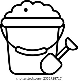 Eisensymbol, Vektorbild. Illustration der Eimerreinigungsausrüstung, die das Design der Umrisslinie abbildet. EPS10
