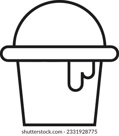 Imagen vectorial del símbolo de icono del cubo. Ilustración de la imagen de diseño del contorno de lavado del equipo de limpieza de cubos. EPS 10