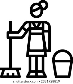 Imagen vectorial del símbolo de icono del cubo. Ilustración de la imagen de diseño del contorno de lavado del equipo de limpieza de cubos. EPS 10