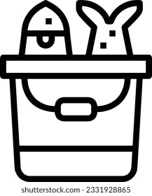 Imagen vectorial del símbolo de icono del cubo. Ilustración de la imagen de diseño del contorno de lavado del equipo de limpieza de cubos. EPS 10