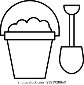 Bucket icon symbol vector image. Illustration of the bucket cleaning equipment washing outline design image. EPS 10