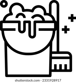 Imagen vectorial del símbolo de icono del cubo. Ilustración de la imagen de diseño del contorno de lavado del equipo de limpieza de cubos. EPS 10