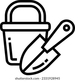 Bucket icon symbol vector image. Illustration of the bucket cleaning equipment washing outline design image. EPS 10