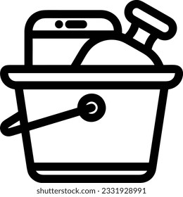 Bucket icon symbol vector image. Illustration of the bucket cleaning equipment washing outline design image. EPS 10