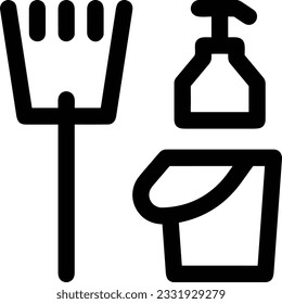 Eisensymbol, Vektorbild. Illustration der Eimerreinigungsausrüstung, die das Design der Umrisslinie abbildet. EPS10