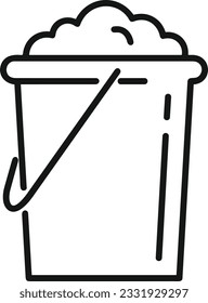 Bucket icon symbol vector image. Illustration of the bucket cleaning equipment washing outline design image. EPS 10