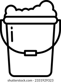 Imagen vectorial del símbolo de icono del cubo. Ilustración de la imagen de diseño del contorno de lavado del equipo de limpieza de cubos. EPS 10