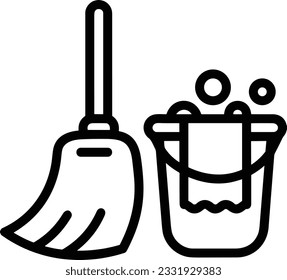 Bucket icon symbol vector image. Illustration of the bucket cleaning equipment washing outline design image. EPS 10