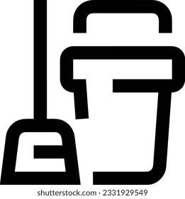 Eisensymbol, Vektorbild. Illustration der Eimerreinigungsausrüstung, die das Design der Umrisslinie abbildet. EPS10