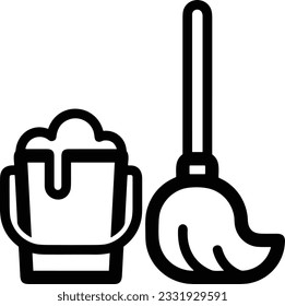Imagen vectorial del símbolo de icono del cubo. Ilustración de la imagen de diseño del contorno de lavado del equipo de limpieza de cubos. EPS 10