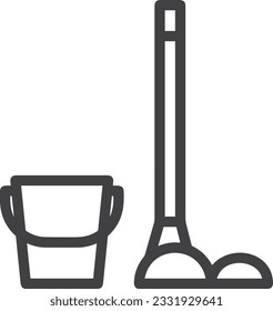 Bucket icon symbol vector image. Illustration of the bucket cleaning equipment washing outline design image. EPS 10