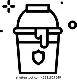 Imagen vectorial del símbolo de icono del cubo. Ilustración de la imagen de diseño del contorno de lavado del equipo de limpieza de cubos. EPS 10