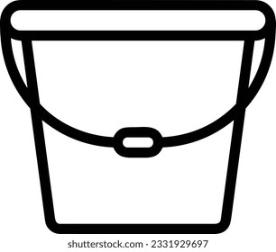 Imagen vectorial del símbolo de icono del cubo. Ilustración de la imagen de diseño del contorno de lavado del equipo de limpieza de cubos. EPS 10
