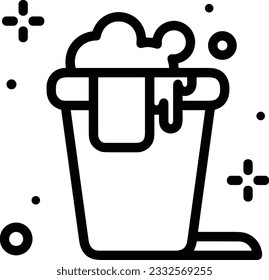 Bucket icon symbol vector image. Illustration of the bucket cleaning equipment washing outline design image. EPS 10