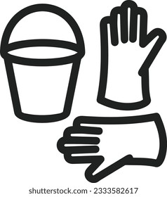 Bucket icon symbol vector image. Illustration of the bucket cleaning equipment washing outline design image. EPS 10