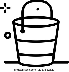 Eisensymbol, Vektorbild. Illustration der Eimerreinigungsausrüstung, die das Design der Umrisslinie abbildet. EPS10
