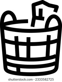 Eisensymbol, Vektorbild. Illustration der Eimerreinigungsausrüstung, die das Design der Umrisslinie abbildet. EPS10