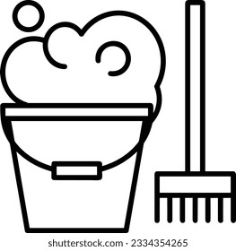 Bucket icon symbol vector image. Illustration of the bucket cleaning equipment washing outline design image. EPS 10