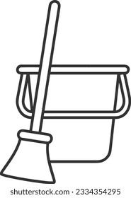 Bucket icon symbol vector image. Illustration of the bucket cleaning equipment washing outline design image. EPS 10