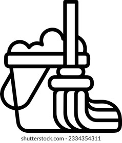Imagen vectorial del símbolo de icono del cubo. Ilustración de la imagen de diseño del contorno de lavado del equipo de limpieza de cubos. EPS 10