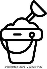 Imagen vectorial del símbolo de icono del cubo. Ilustración de la imagen de diseño del contorno de lavado del equipo de limpieza de cubos. EPS 10