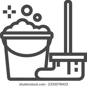 Bucket icon symbol vector image. Illustration of the bucket cleaning equipment washing outline design image. EPS 10