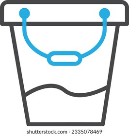 Imagen vectorial del símbolo de icono del cubo. Ilustración de la imagen de diseño del contorno de lavado del equipo de limpieza de cubos. EPS 10
