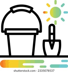 Bucket icon symbol vector image. Illustration of the bucket cleaning equipment washing outline design image. EPS 10