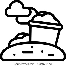 Imagen vectorial del símbolo de icono del cubo. Ilustración de la imagen de diseño del contorno de lavado del equipo de limpieza de cubos. EPS 10